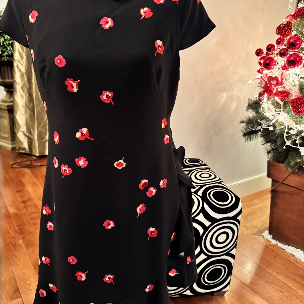 kate spade Black Mini Dress with Pink and Red Floral Print
